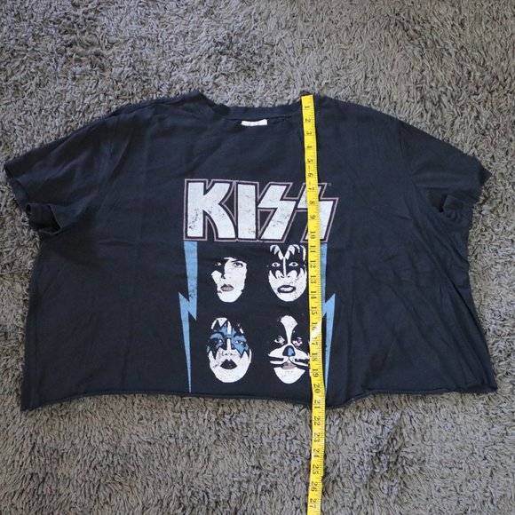 KISS Shirt Adult 3XL Black Cropped T-Shirt Rock Band Tee - Picture 5 of 6